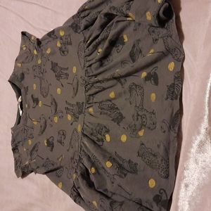 H&M dress, grey animal print, 6-8Y